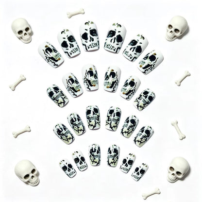 Artistic Skull-Themed Nail Art Acalora