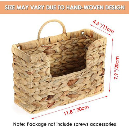 Wall shelf made of untreated wood with rattan inserts Acalora