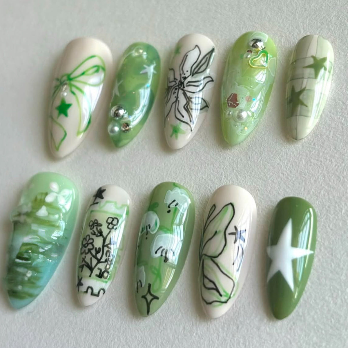 Artistic Botanical Nail Tips Acalora