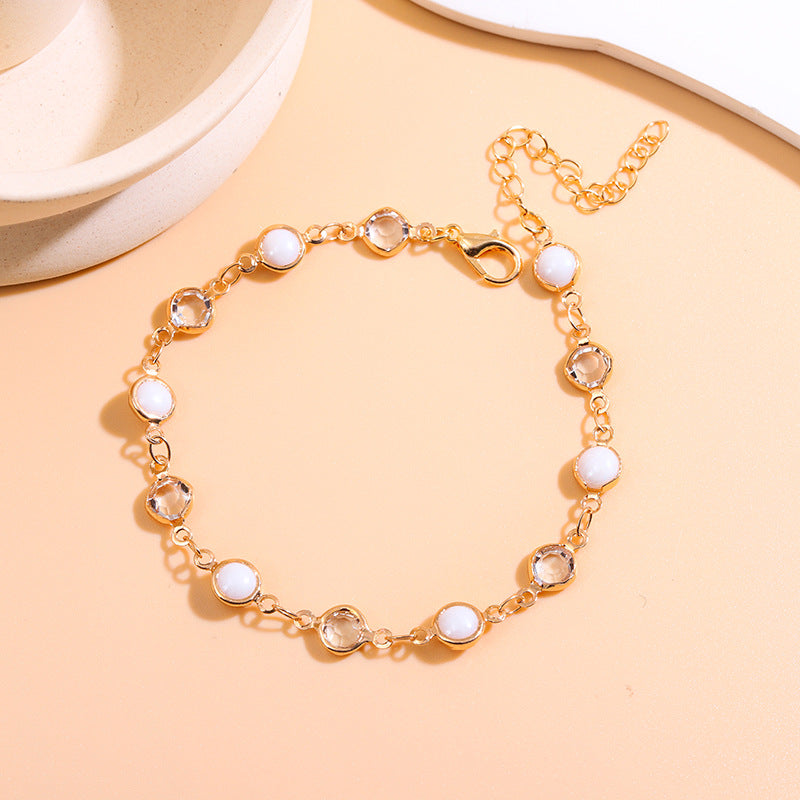 Elegant Beaded Charm Anklet Acalora