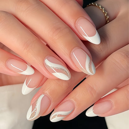 Elegant Stiletto Nail Art Set with Glitter Accents Acalora