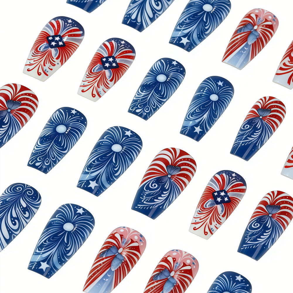 Patriotic design artificial nails Acalora