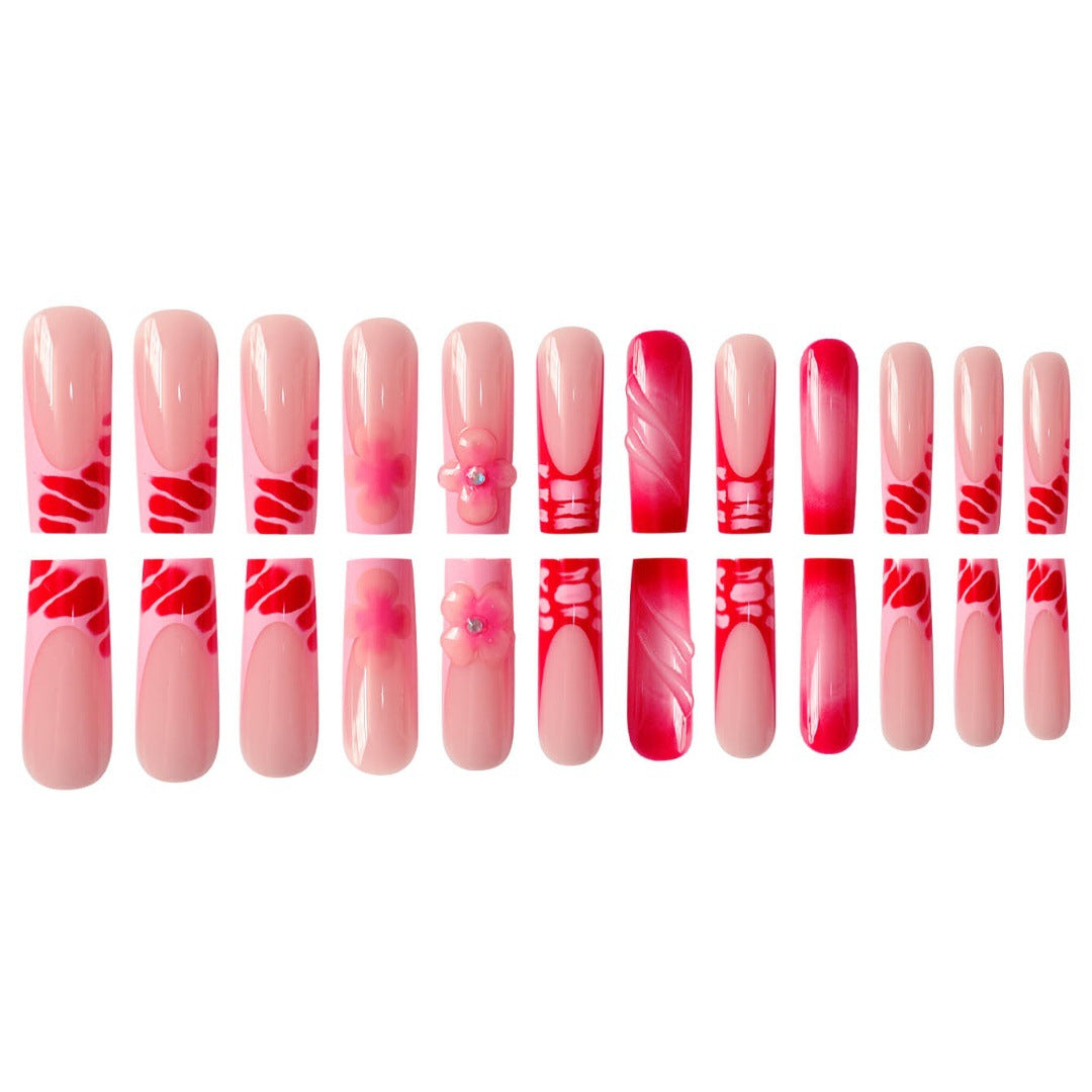 Glamorous Floral Press-On Nails Set Acalora