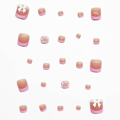 Decorative Press-On Nail Art Set with Floral and Bow Accents Acalora