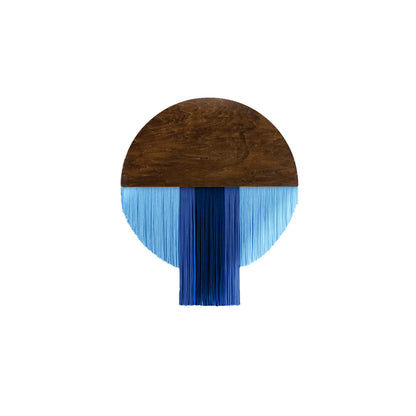 Wall hanging made of dyed yarn and wood