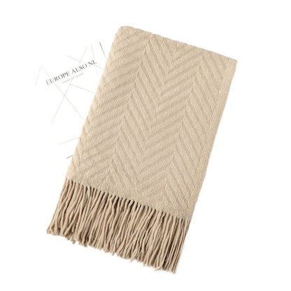 Unisex Textured Fringe Throw Blanket