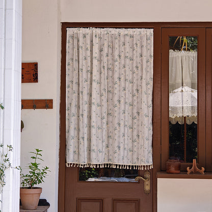 Decorative Floral Print Door Curtain