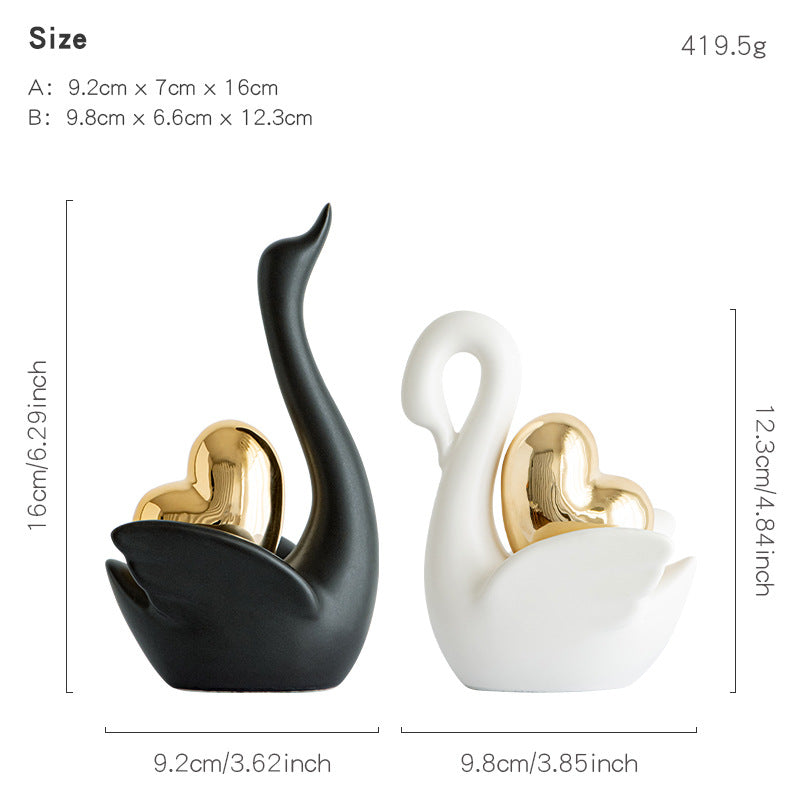Elegant and romantic swans decorative figure Acalora