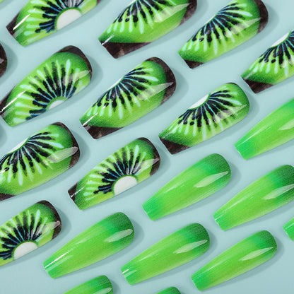 Creative artificial nails with kiwi motif Acalora