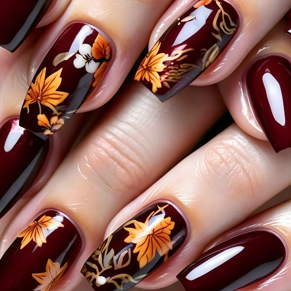 Artificial nails with floral autumn design Acalora