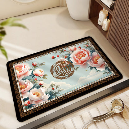 Artistic Floral Bath Mat Acalora