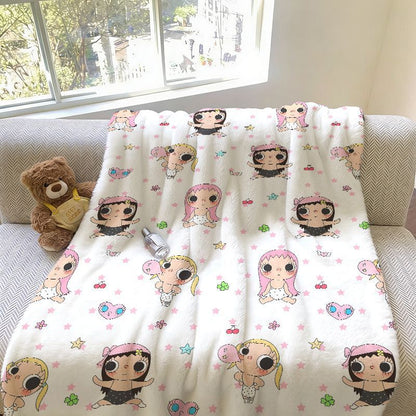 Cartoon Character-Themed Plush Throw Blanket