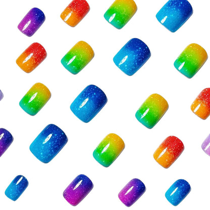 Glittered Rainbow Ombre Nail Art Acalora