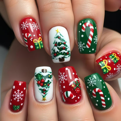 Christmas art nails in festive design Acalora