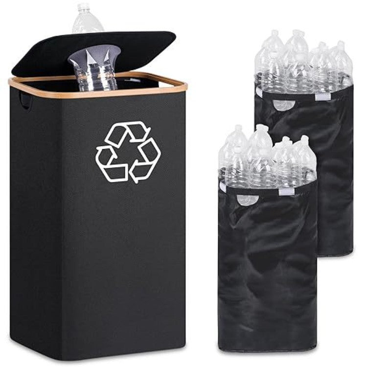 Elegant recycling bin with removable lid and compartments Acalora