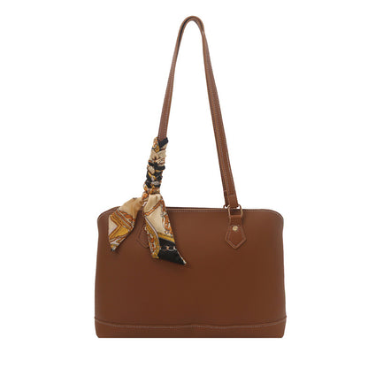 Elegant Structured Tote Bag with Decorative Scarf Acalora