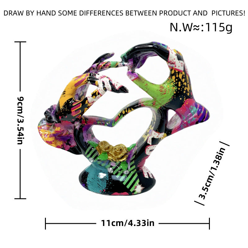 Artistic heart sculpture with intricate painting Acalora