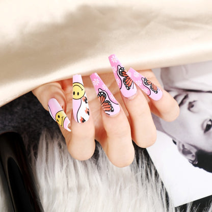 Artificial nails with colorful butterfly design Acalora