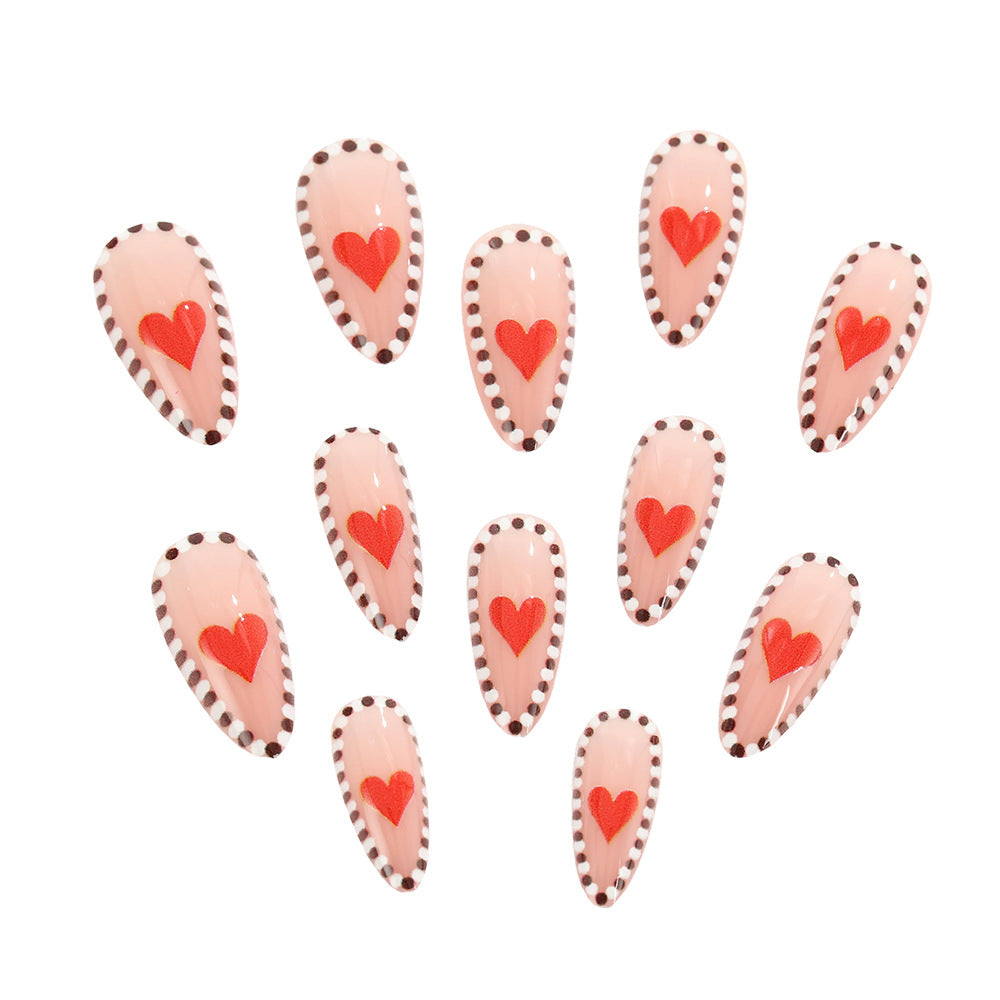 Artificial nails with heart-shaped accents Acalora