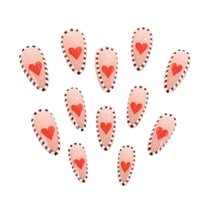 Artificial nails with heart-shaped accents Acalora