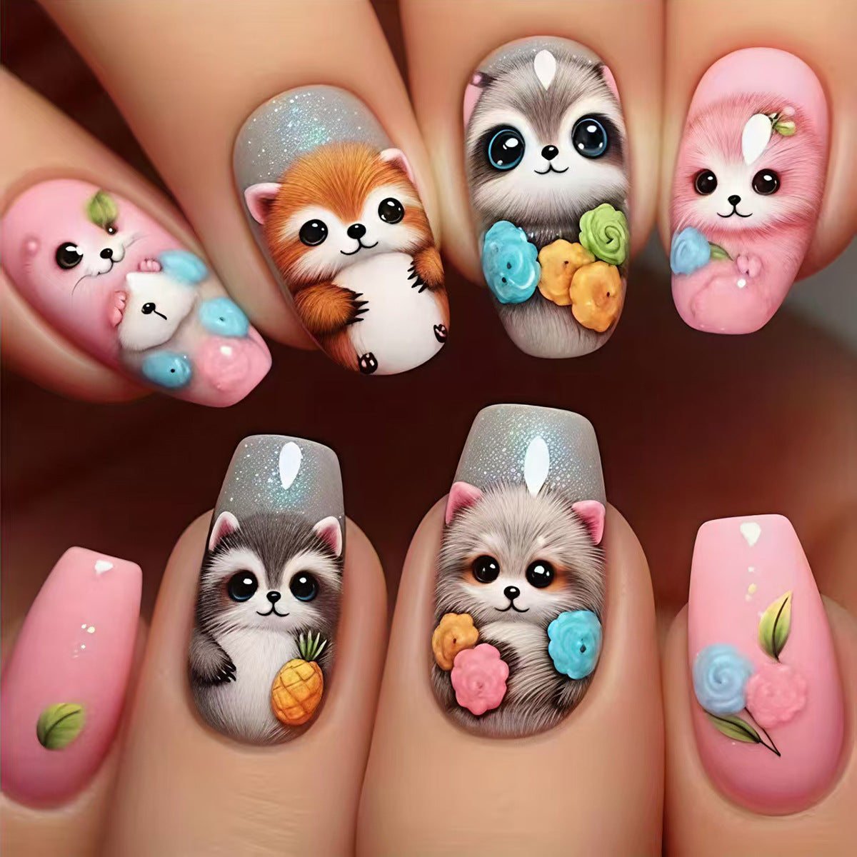 Playful 3D Animal Nail Art Acalora