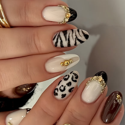 Artistic Nail Design Set with Gem Accents Acalora