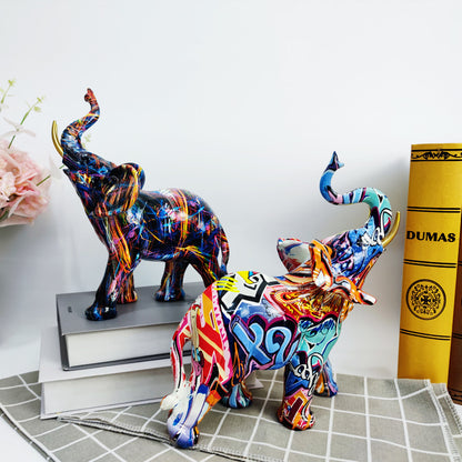 Creative elephant figurine with colorful design Acalora
