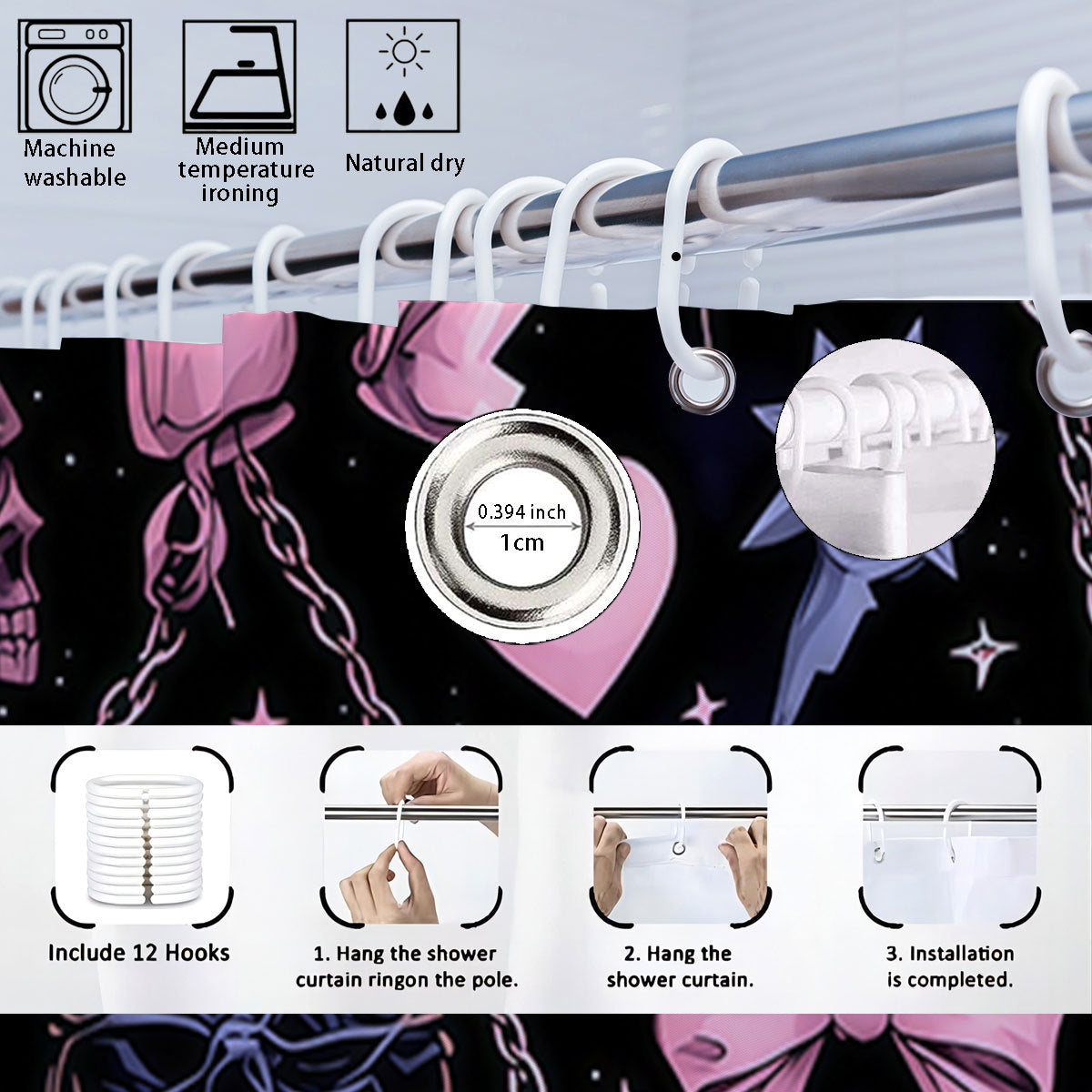 Artistic Skull and Floral Themed Bathroom Set