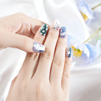 Artistic Cat-Inspired Press-On Nail Set Acalora