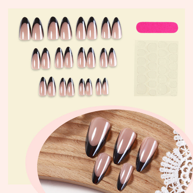 Glamorous Press-On Nail Set with High-Shine Finish and Elegant French Tips Acalora