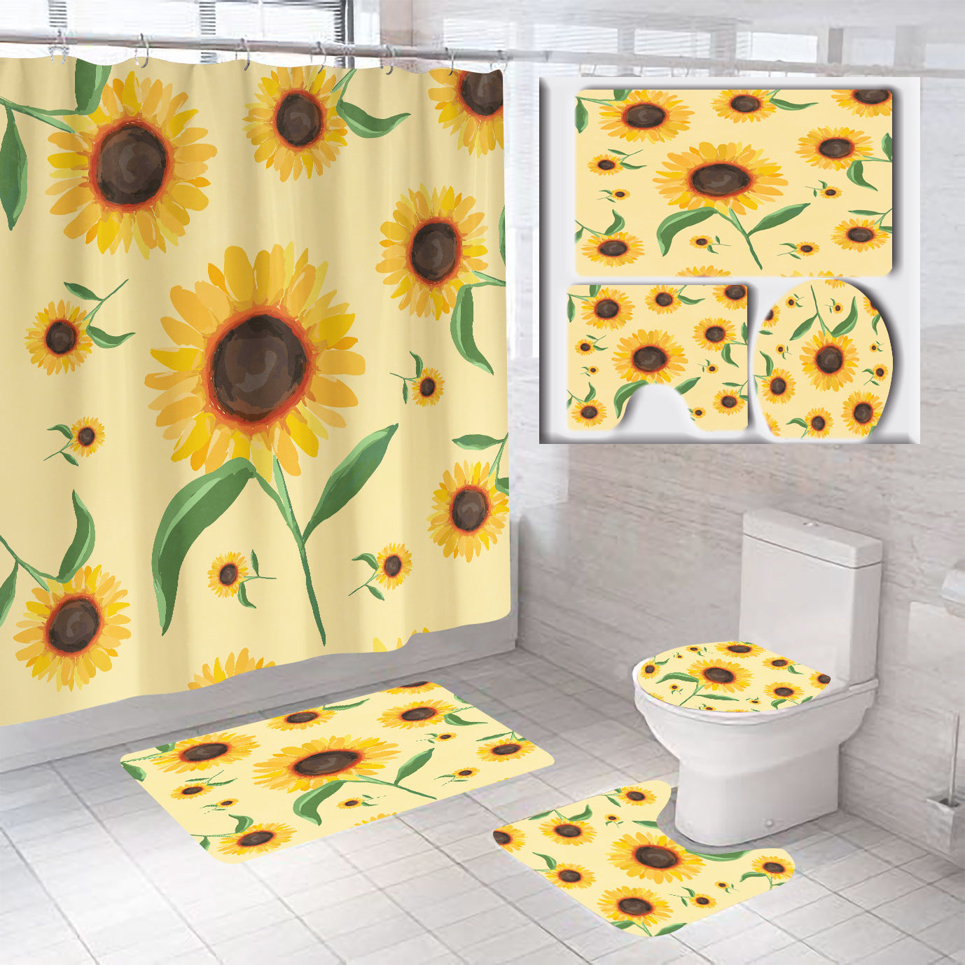 Floral Theme Bathroom Décor Set