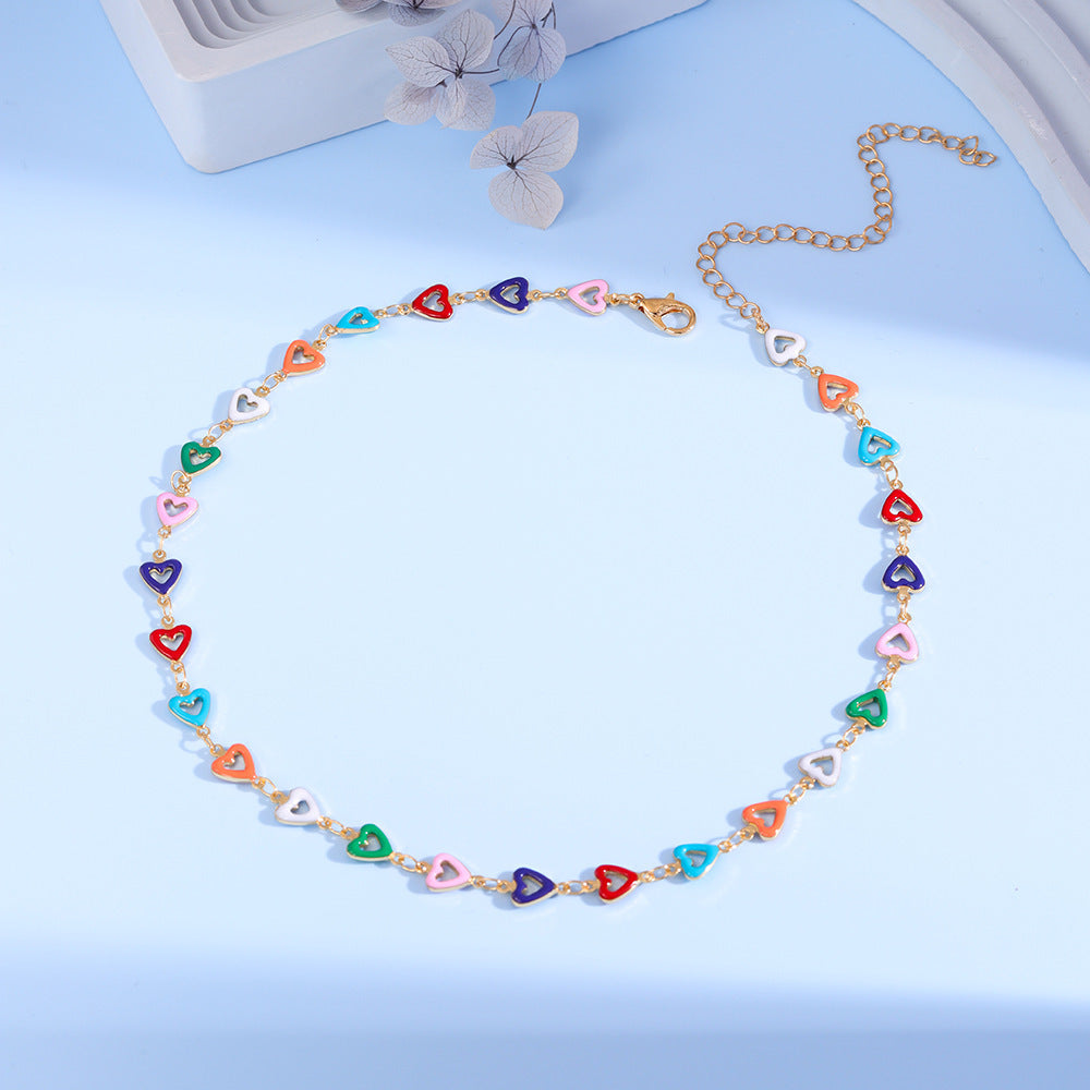Colorful Heart Charm Anklet Acalora