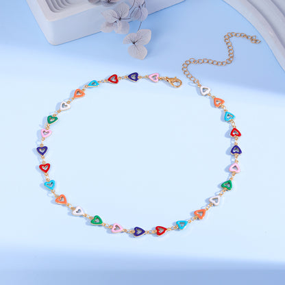 Colorful Heart Charm Anklet Acalora