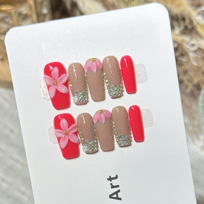 Decorative Floral Press-On Nail Art Set Acalora 1788224002