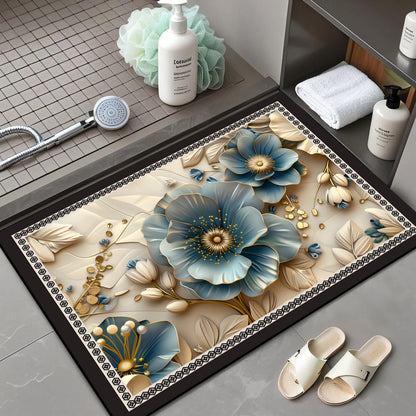 Floral Patterned Bath Mat Acalora
