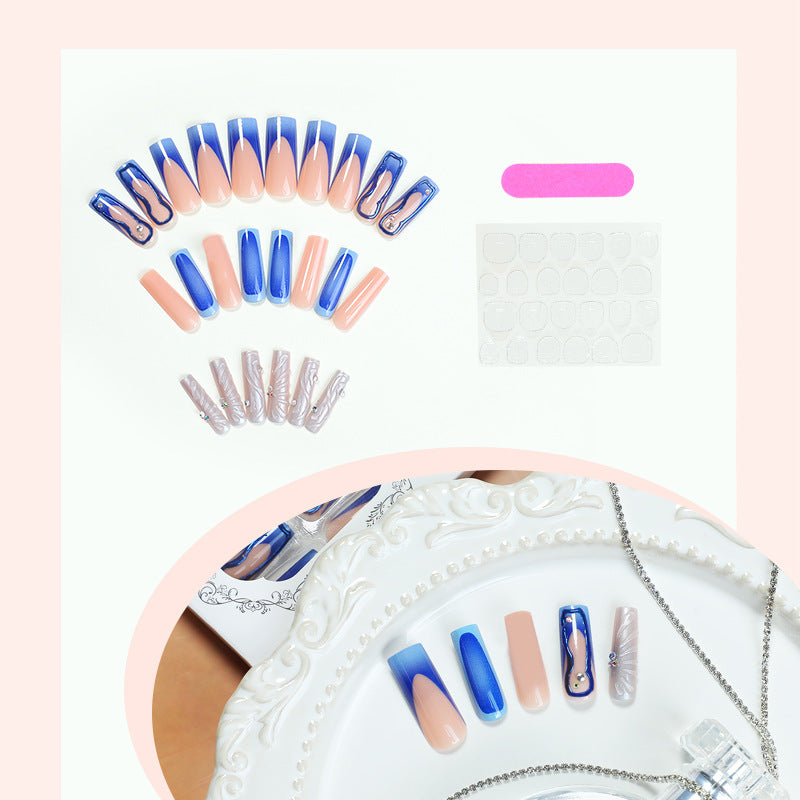 Premium Artistic Press-On Nail Set with Decorative Elements Acalora