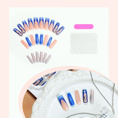Premium Artistic Press-On Nail Set with Decorative Elements Acalora