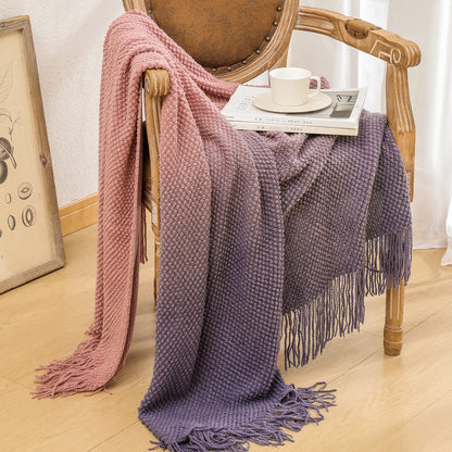 Luxury Textured Fringed Throw Blanket