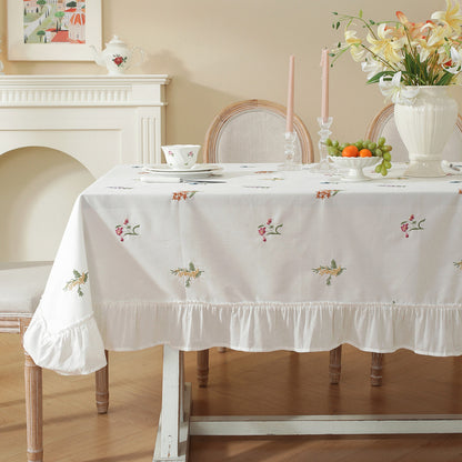 Embroidered Floral Tablecloth