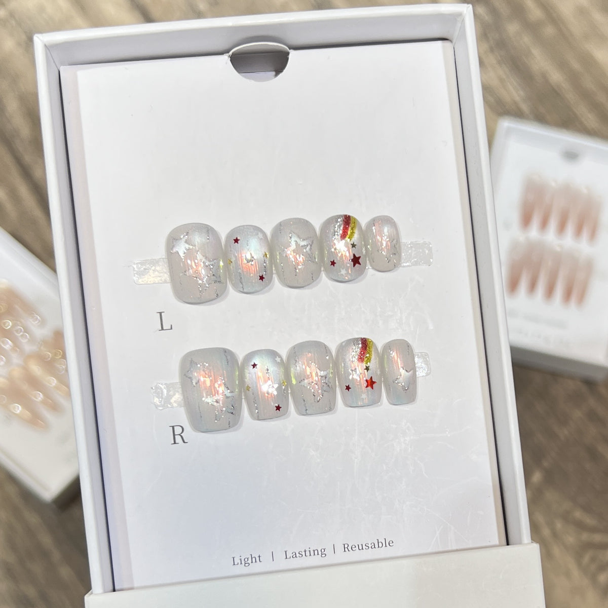 Creative Decorative Press-On Nail Set with Star and Rainbow Accents Acalora