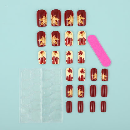 Artificial Nail Set with autumn leaves and various designs Acalora