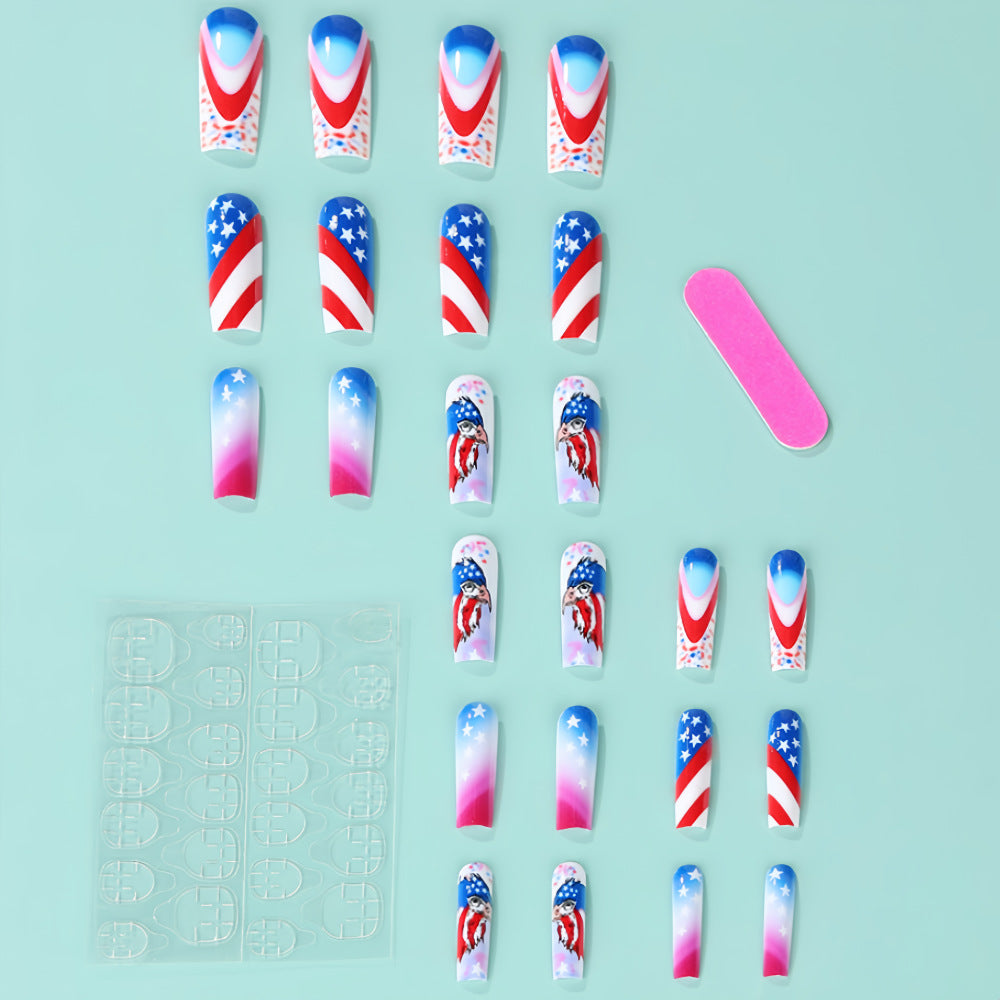 Patriotic design artificial nails Acalora