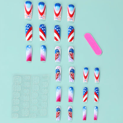 Patriotic design artificial nails Acalora