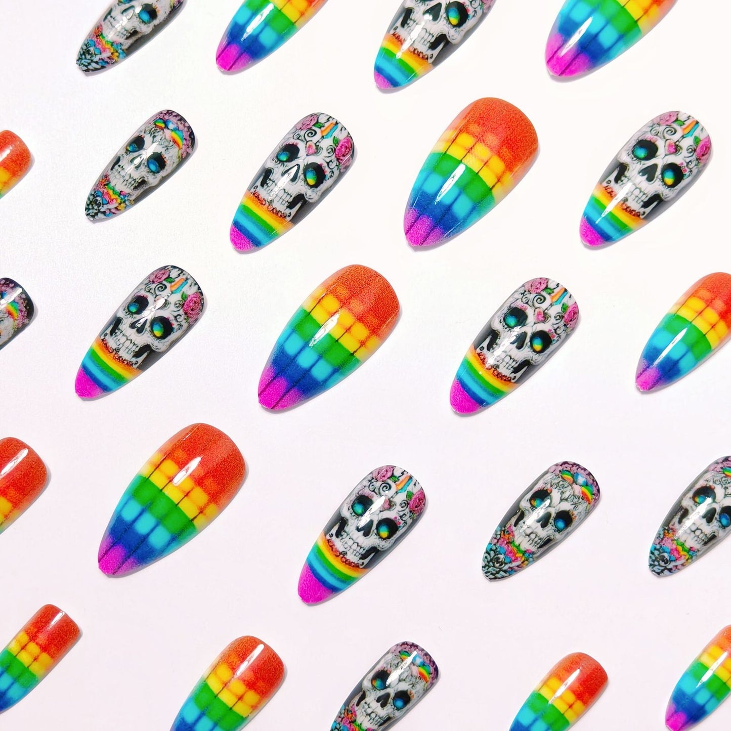 Artistic Skull-Pattern Nail Art Acalora