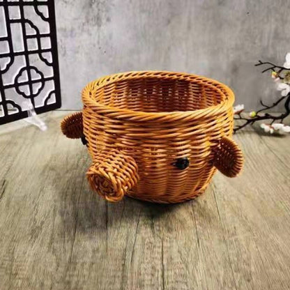 Decorative Woven Dog-Shaped Storage Basket Acalora