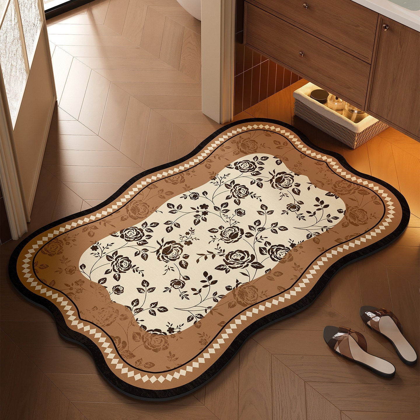Floral Design Bathroom Mat
