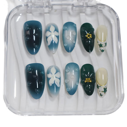 Decorative Press-On Nail Art with Floral Elements Acalora