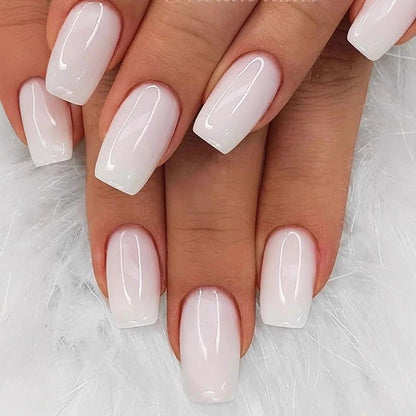 Artificial nails in elegant French design with high-gloss finish Acalora