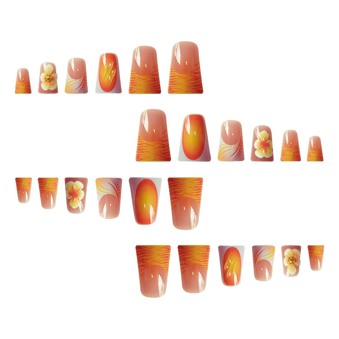 Artistic Floral Press-On Nails Set Acalora