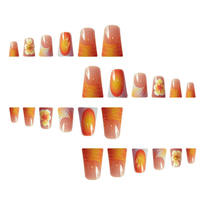 Artistic Floral Press-On Nails Set Acalora